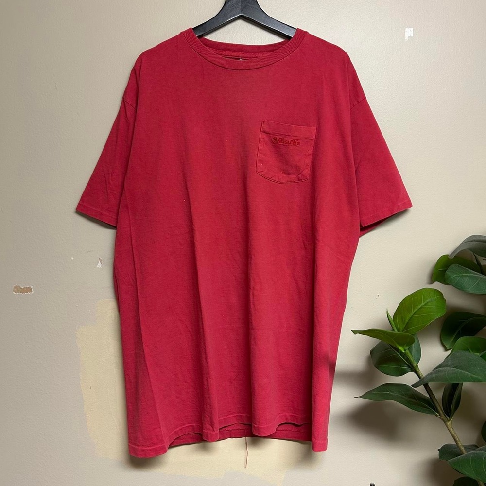Vintage 90s Columbia Faded Red Pocket T Shirt Mens XL Made in USA